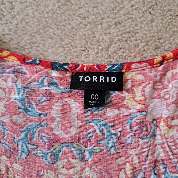 Torrid Print Top Boho Colourful Tie Front Shirt Women's Size M/L (Torrid 00) - Picture 9 of 14